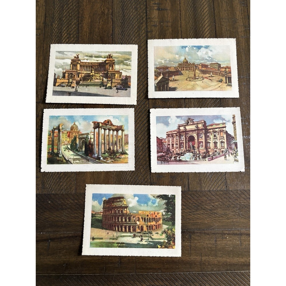 Lot 5 Vintage Roma Rome Italy Italia Unposted Postcard‎ Fountain Coliseum Piazza